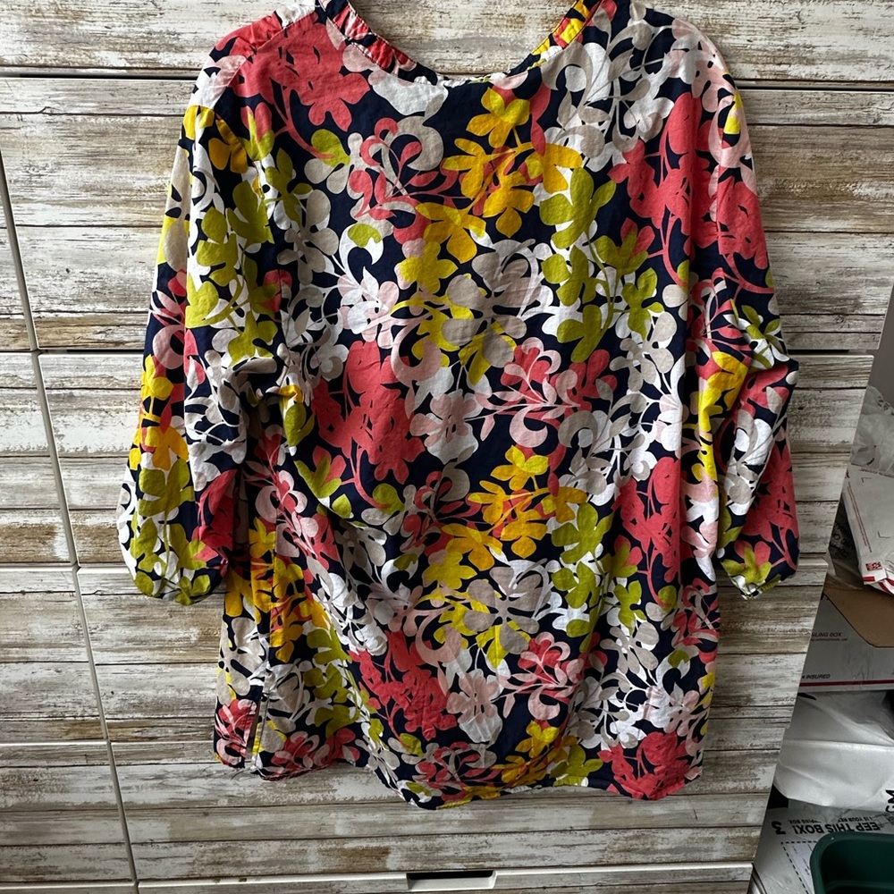 🌸 Old Navy Floral Tunic Top XL Boho Lightweight Blouse - Picture 4 of 10